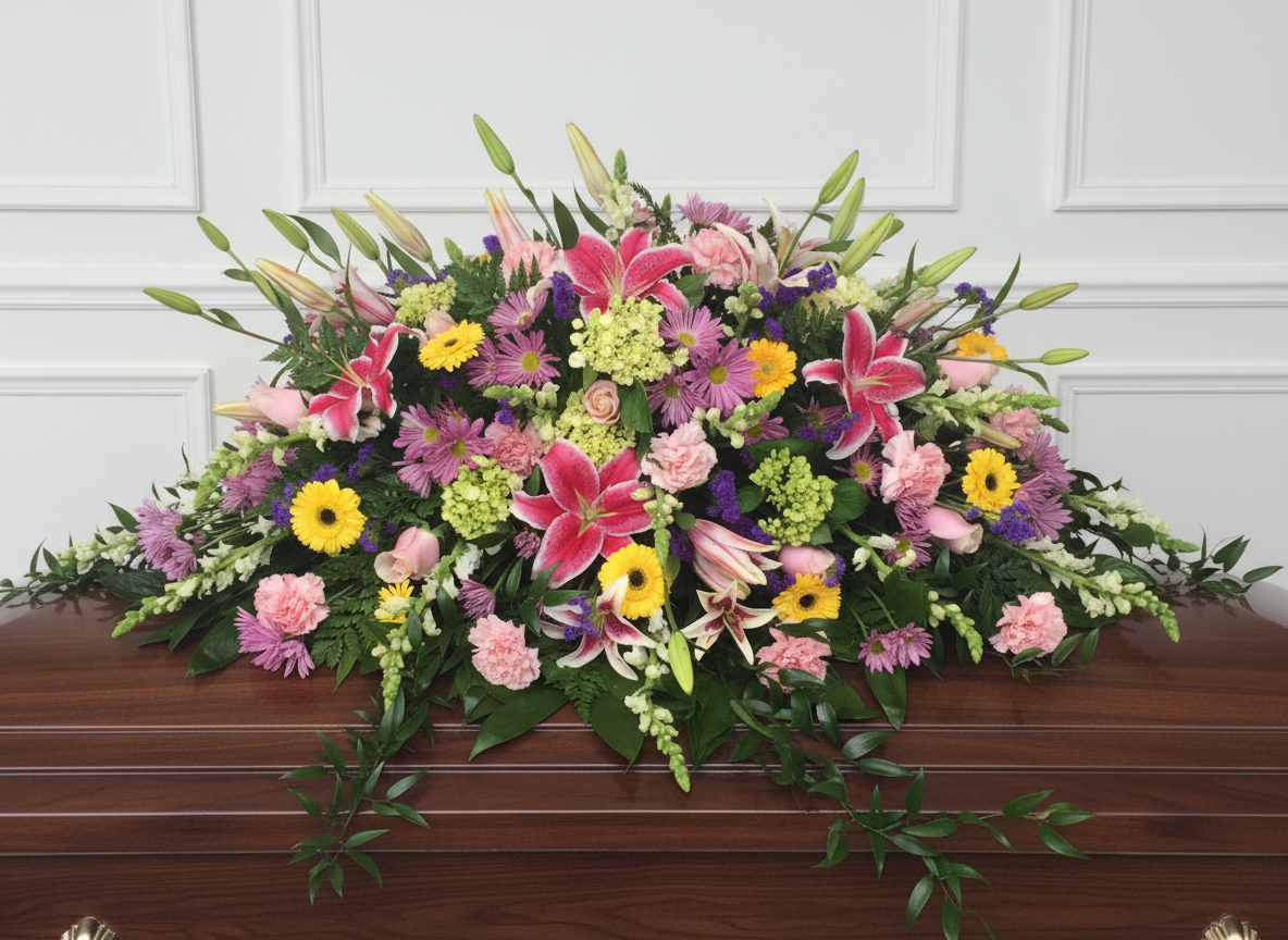 Bright Garden Tribute Casket Spray