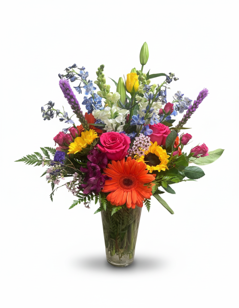 Colorful vase arrangement by Selma Flower Co.