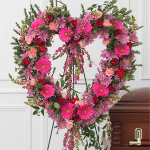 Pink Love & Remembrance Heart Wreath