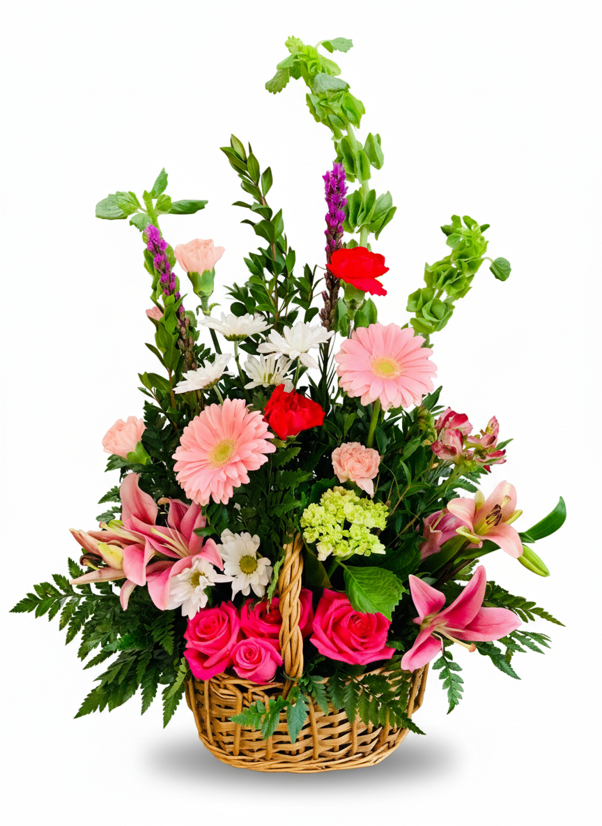 Pretty Pink Meadow Basket