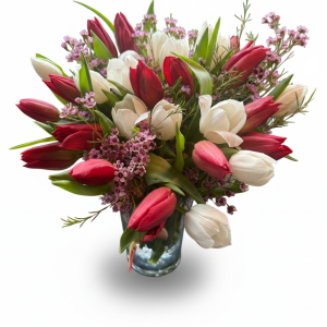 Red & White Tulip Bliss Vase