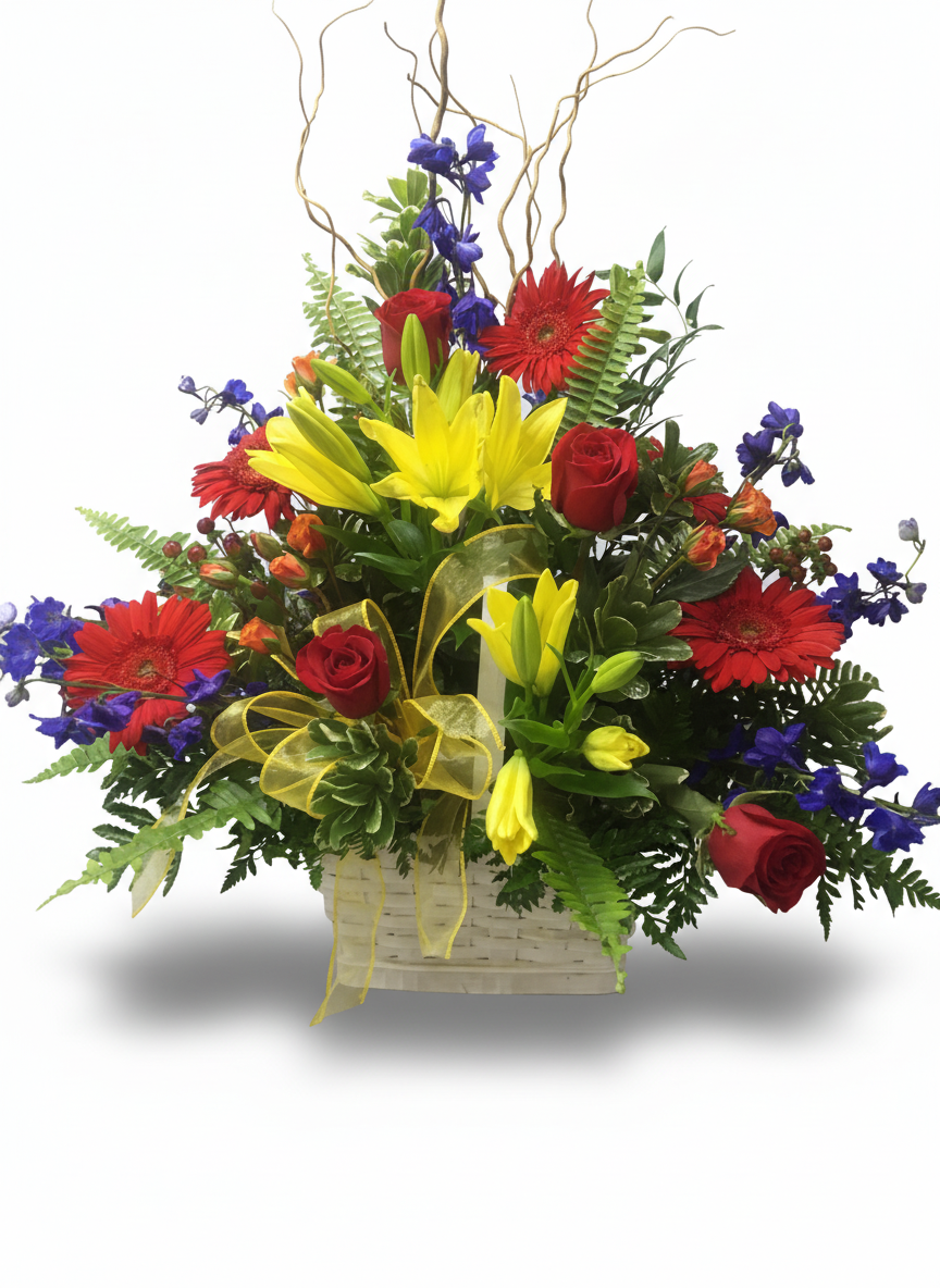 Willow Blooms Basket Arrangement